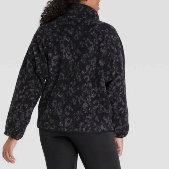 All in Motion Leopard Print Zip-Up Sherpa Fleece Jacket Coat Animal Print SZ XS - Picture 2 of 13